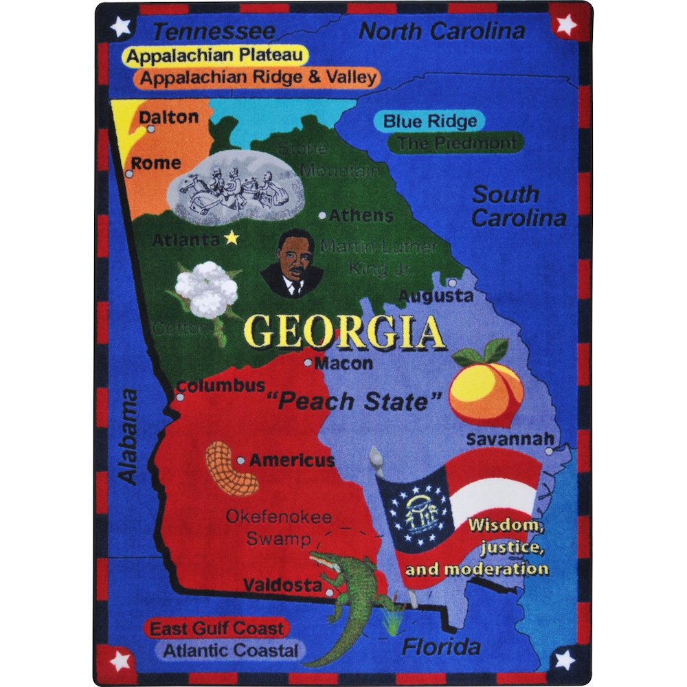 Kid Essentials State the Facts - Georgia 7'8" x 10'9" Area Rug in Color Multi. Picture 1