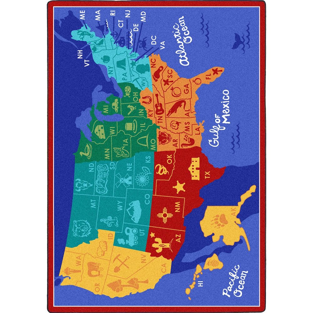 Kid Essentials States of the Nation 7'8" x 10'9" Area Rug in Color Multi. Picture 1