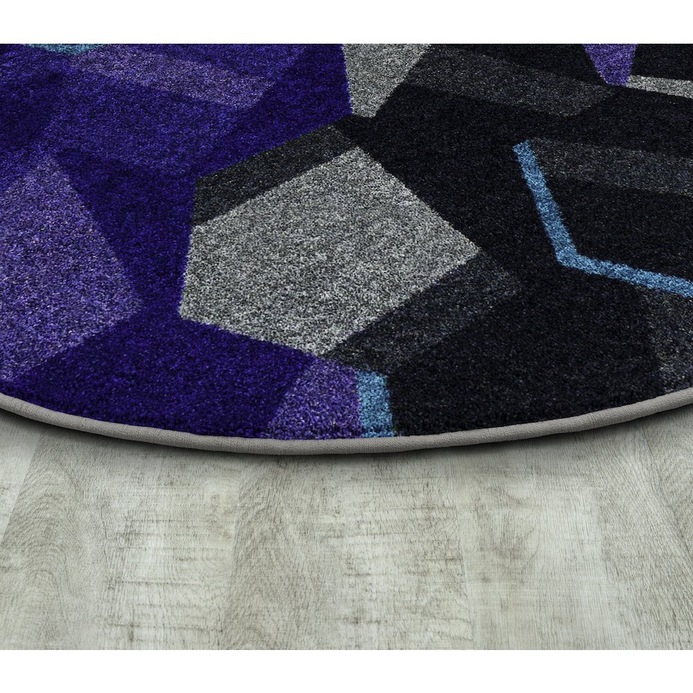 Kid Essentials Stealth 7'7" Round Area Rug in Color Violet. Picture 2