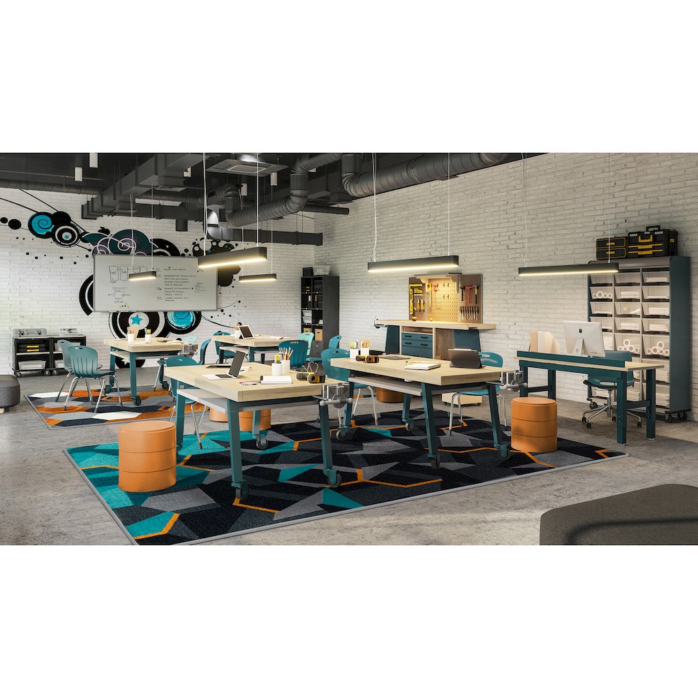 Kid Essentials Stealth 7'8" x 10'9" Area Rug in Color Teal. Picture 3