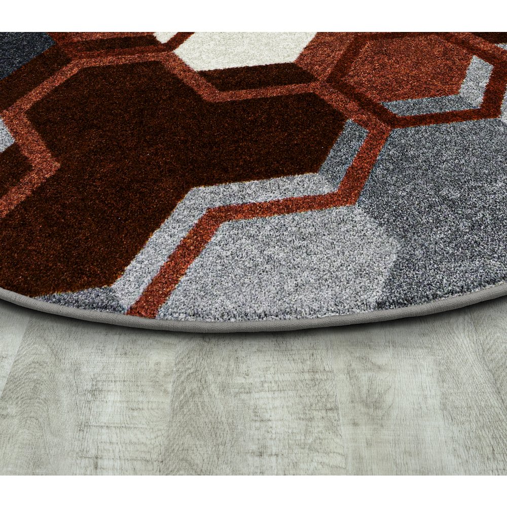 Kid Essentials Team Up 7'7" Round Area Rug in Color Red. Picture 2