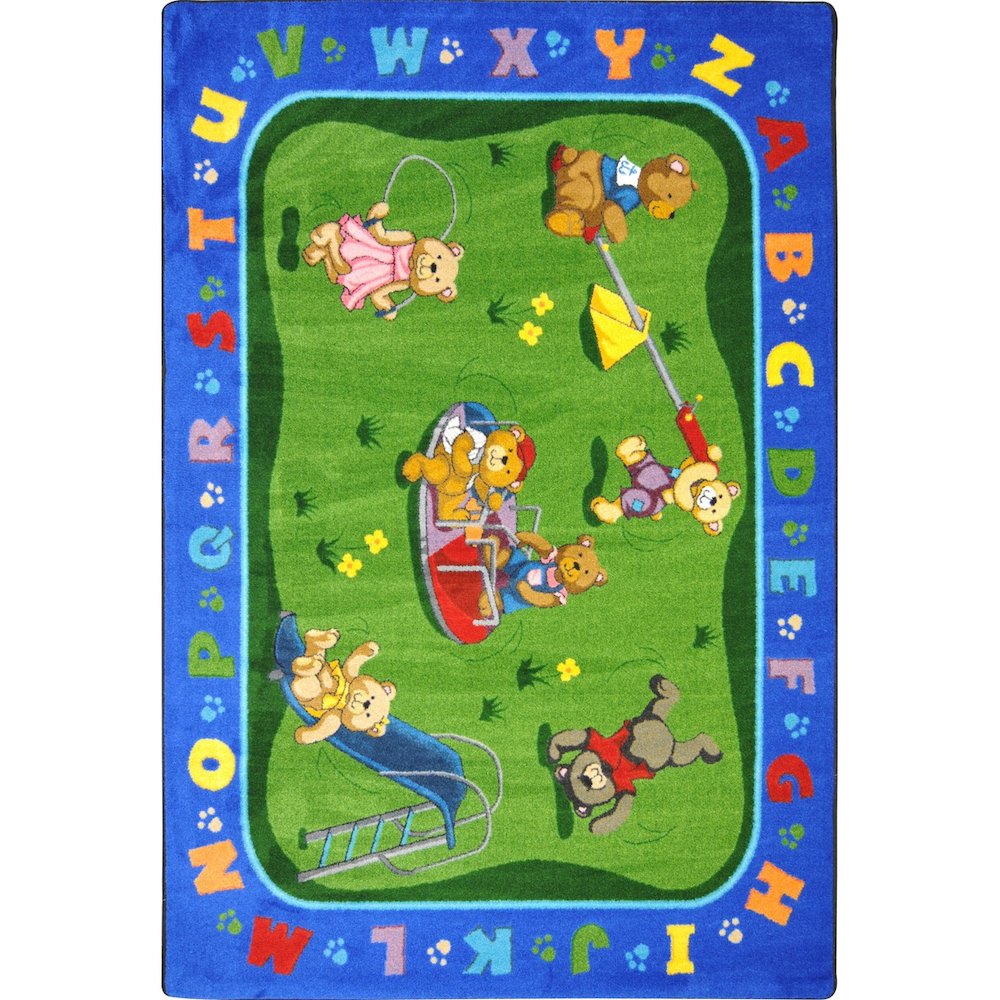 Kid Essentials Teddy Bear Playground 5'4" x 7'8" Area Rug in Color Multi. Picture 1