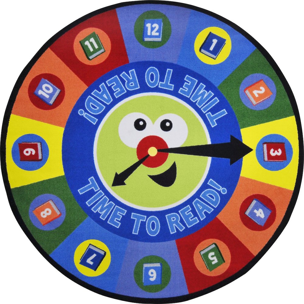 Kid Essentials Time to Read 5'4" Round Area Rug in Color Multi. Picture 1