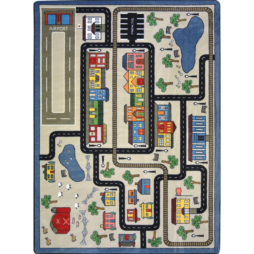 Kid Essentials Tiny Town 7'8" x 10'9" Area Rug in Color Pewter. Picture 1