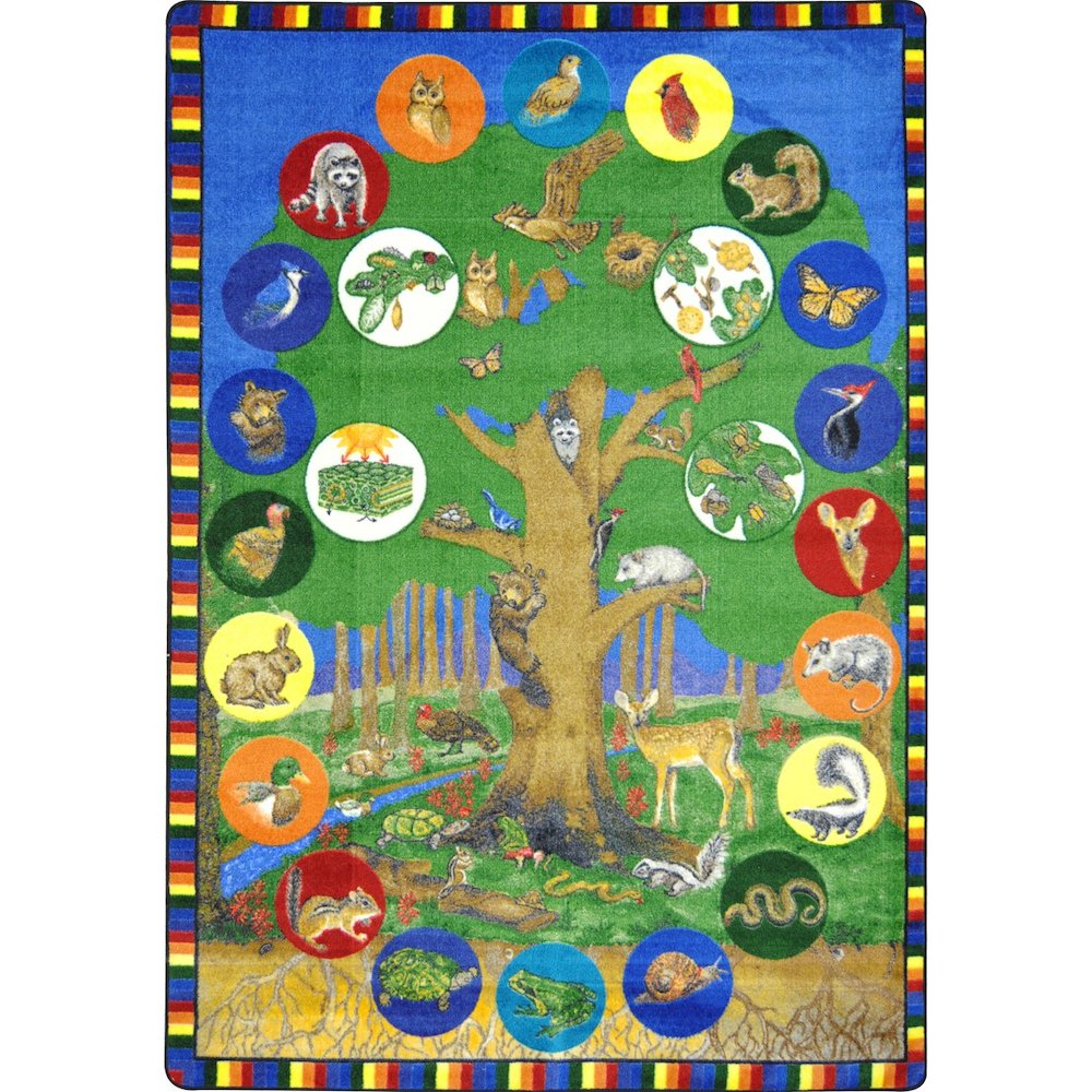 Kid Essentials Tree of Life 7'8" x 10'9" Area Rug in Color Multi. Picture 1
