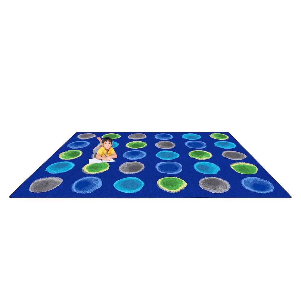 Kid Essentials Watercolor Spots 10'9" x 13'2" Area Rug in Color Marine. Picture 4