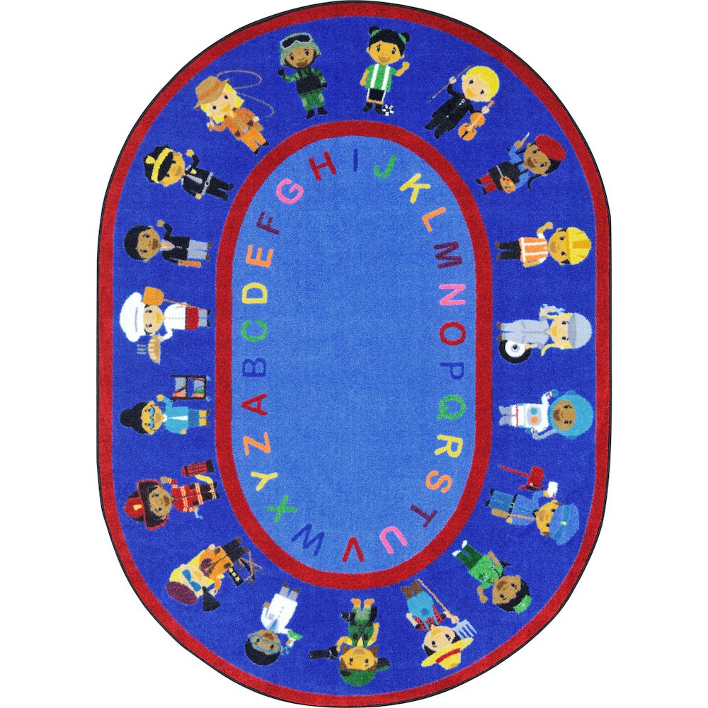 Kid Essentials We Work Together 7'8" x 10'9" Oval Area Rug in Color Multi. Picture 1