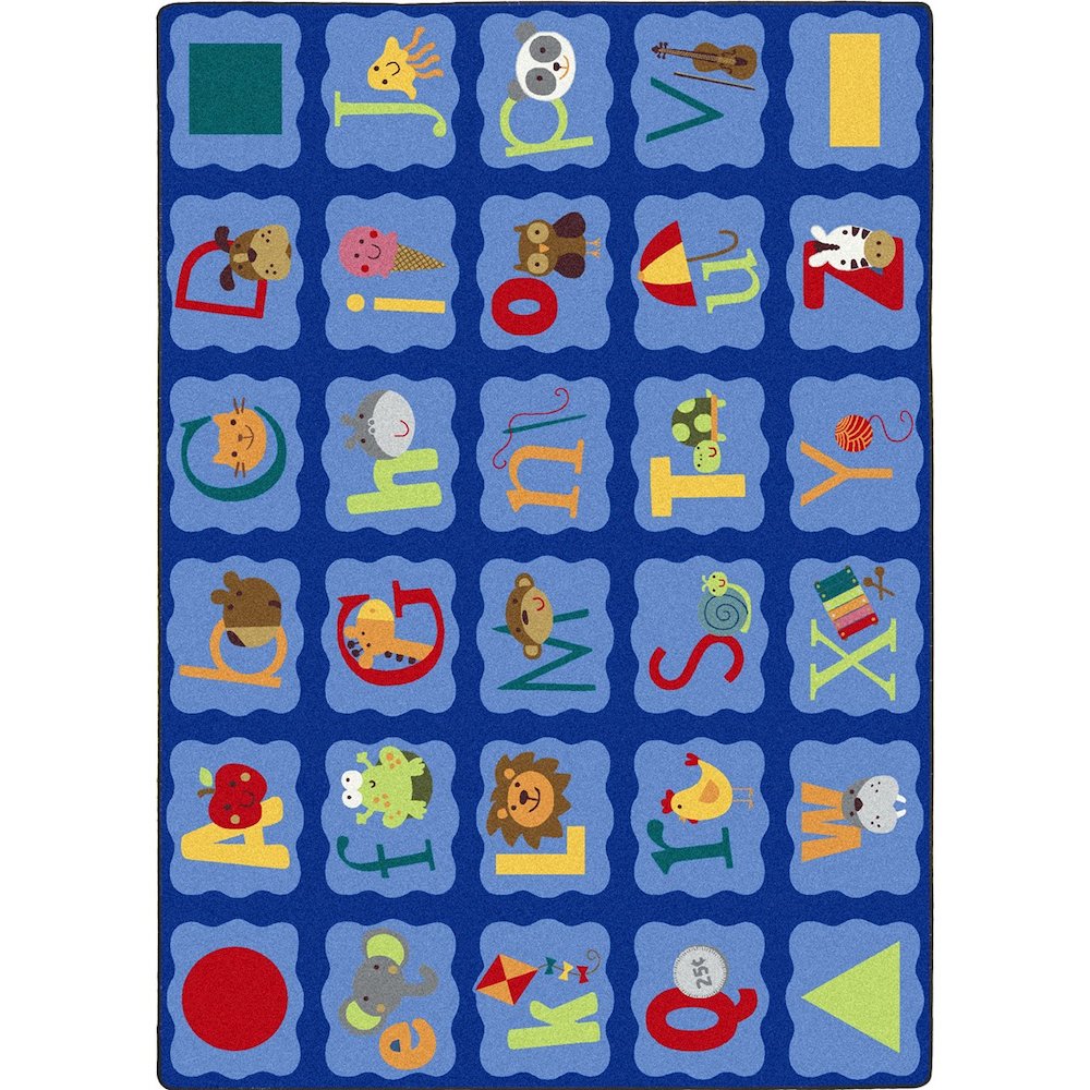 Kid Essentials Alphabet Blues 7'8" x 10'9" Area Rug in Color Multi. Picture 1
