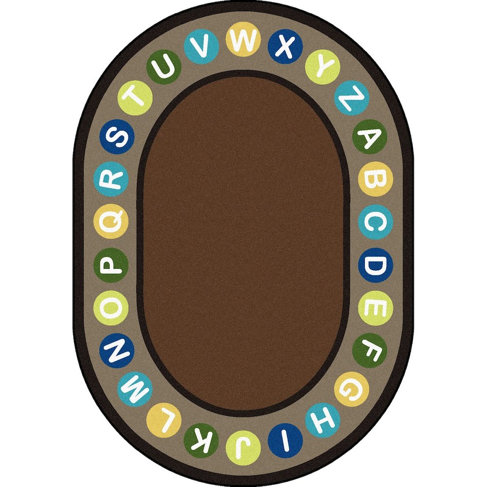 Kid Essentials Alphabet Spots 10'9" x 13'2" Oval Area Rug in Color Earthtone. Picture 1