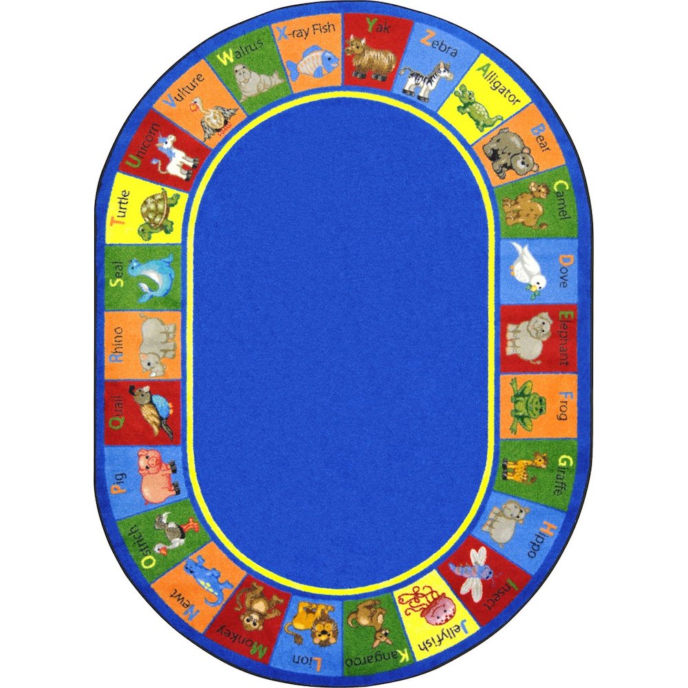 Kid Essentials Animal Phonics 10'9" x 13'2" Oval Area Rug in Color Multi. Picture 1