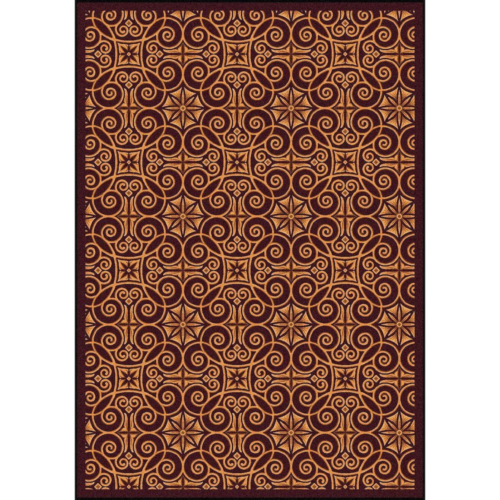 Any Day Matinee Antique Scroll 7'8" x 10'9" Area Rug in Color Burgundy. Picture 1