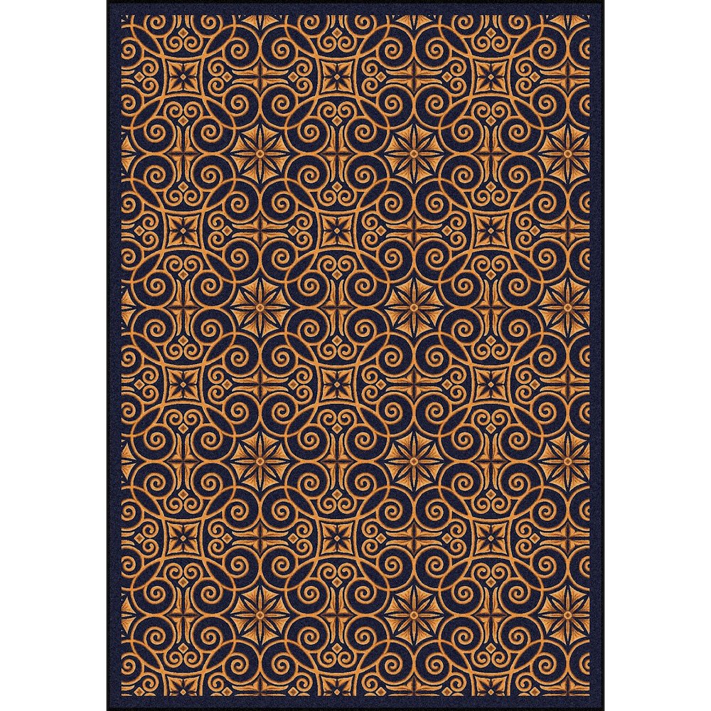 Any Day Matinee Antique Scroll 7'8" x 10'9" Area Rug in Color Navy. Picture 1