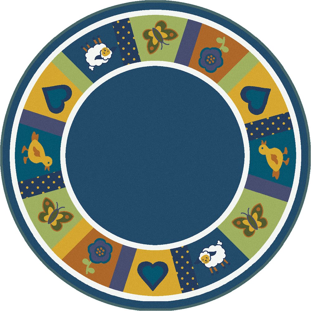 Kid Essentials Baby Blues 13'2" Round Area Rug in Color Bold. Picture 1