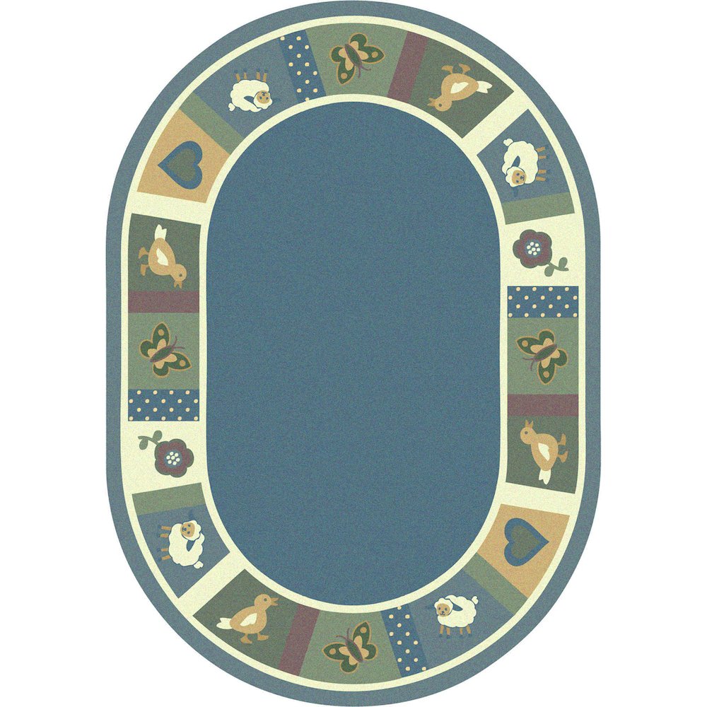 Kid Essentials Baby Blues 7'8" x 10'9" Oval Area Rug in Color Soft. Picture 1