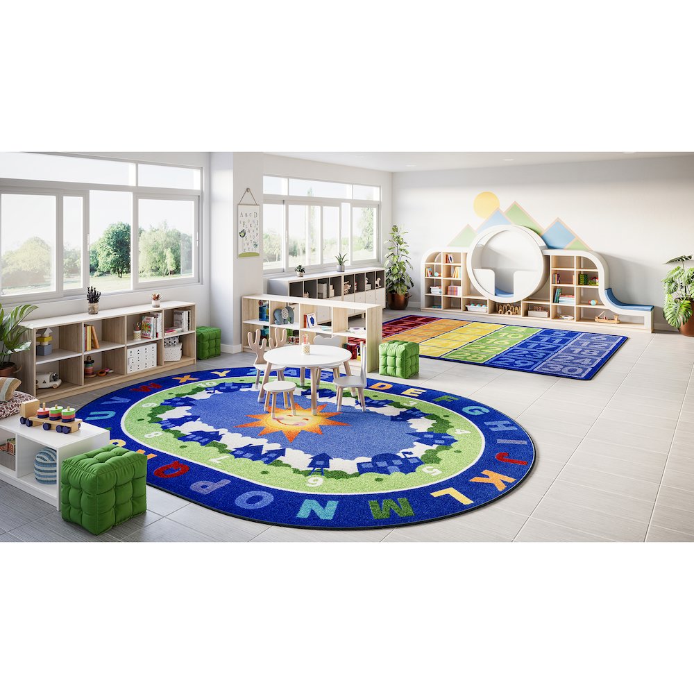 Beautiful Day for Learning 10'9" x 13'2" Oval Area Rug in Color Multi. Picture 3