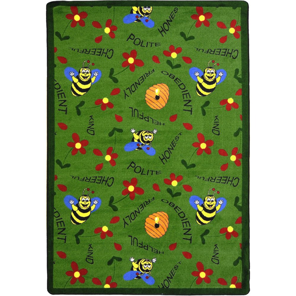 Kid Essentials Bee Attitudes 7'8" x 10'9" Area Rug in Color Green. Picture 1