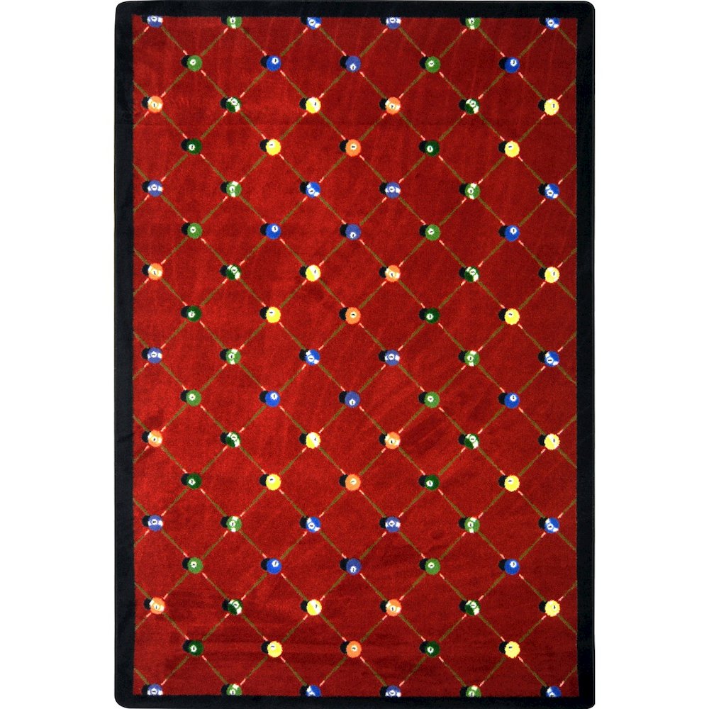 Games People Play Billiards 7'8" x 10'9" Area Rug in Color Red. Picture 1