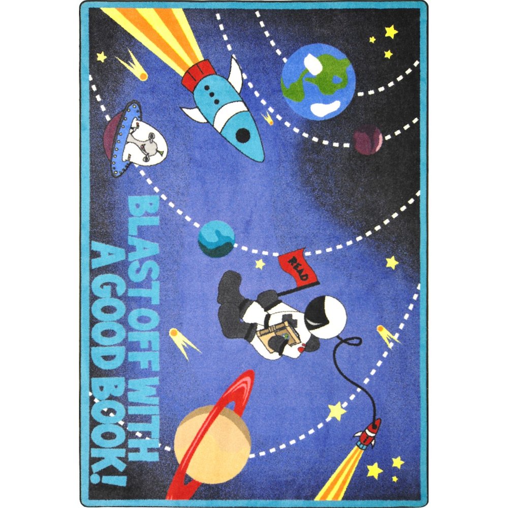 Kid Essentials Blast Off With a Good Book 10'9" x 13'2" Area Rug in Color Multi. Picture 1