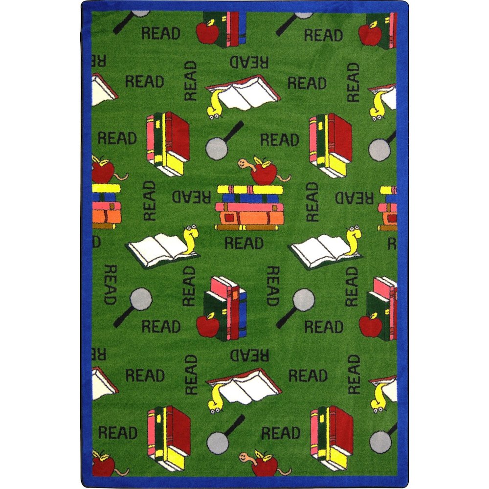 Kid Essentials Bookworm 7'8" x 10'9" Area Rug in Color Green. Picture 1