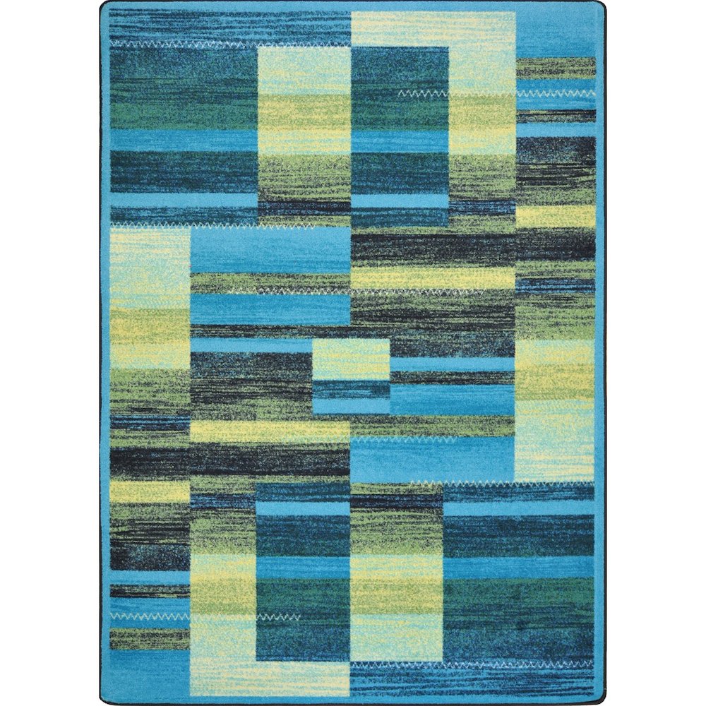 Kid Essentials Boomblox 7'8" x 10'9" Area Rug in Color Teal. Picture 1
