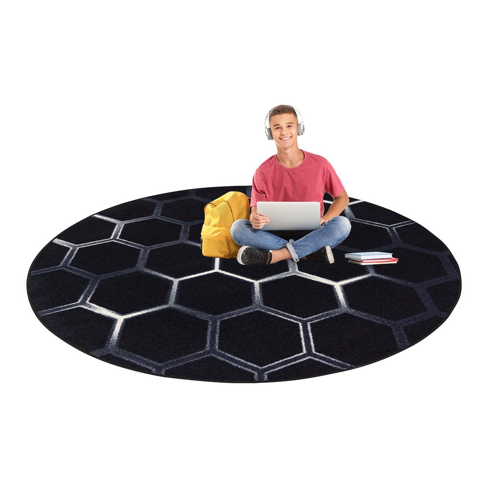 Kid Essentials Breakout 13'2" Round Area Rug in Color Arctic. Picture 4