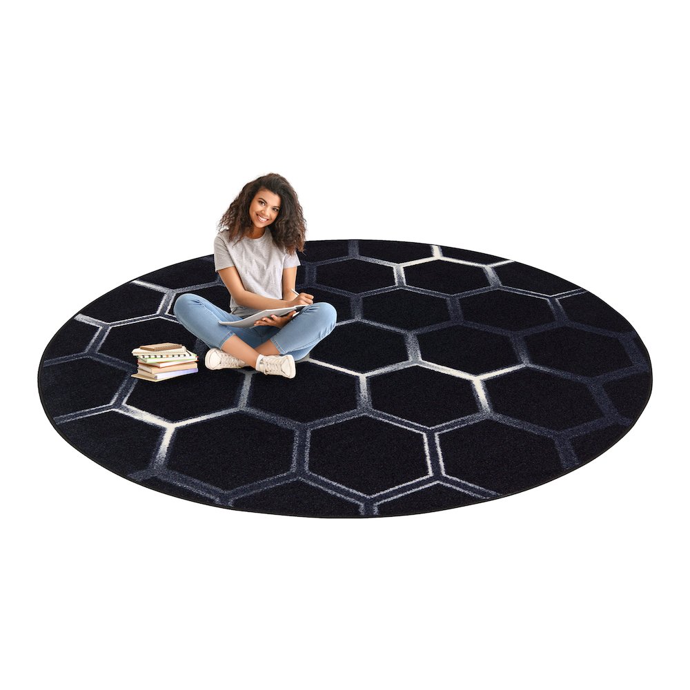 Kid Essentials Breakout 13'2" Round Area Rug in Color Arctic. Picture 5