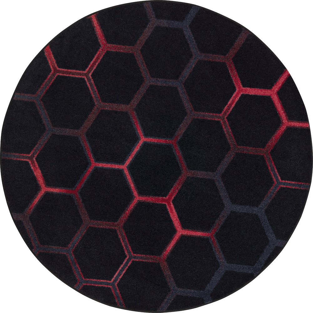 Kid Essentials Breakout 13'2" Round Area Rug in Color Ruby. Picture 1