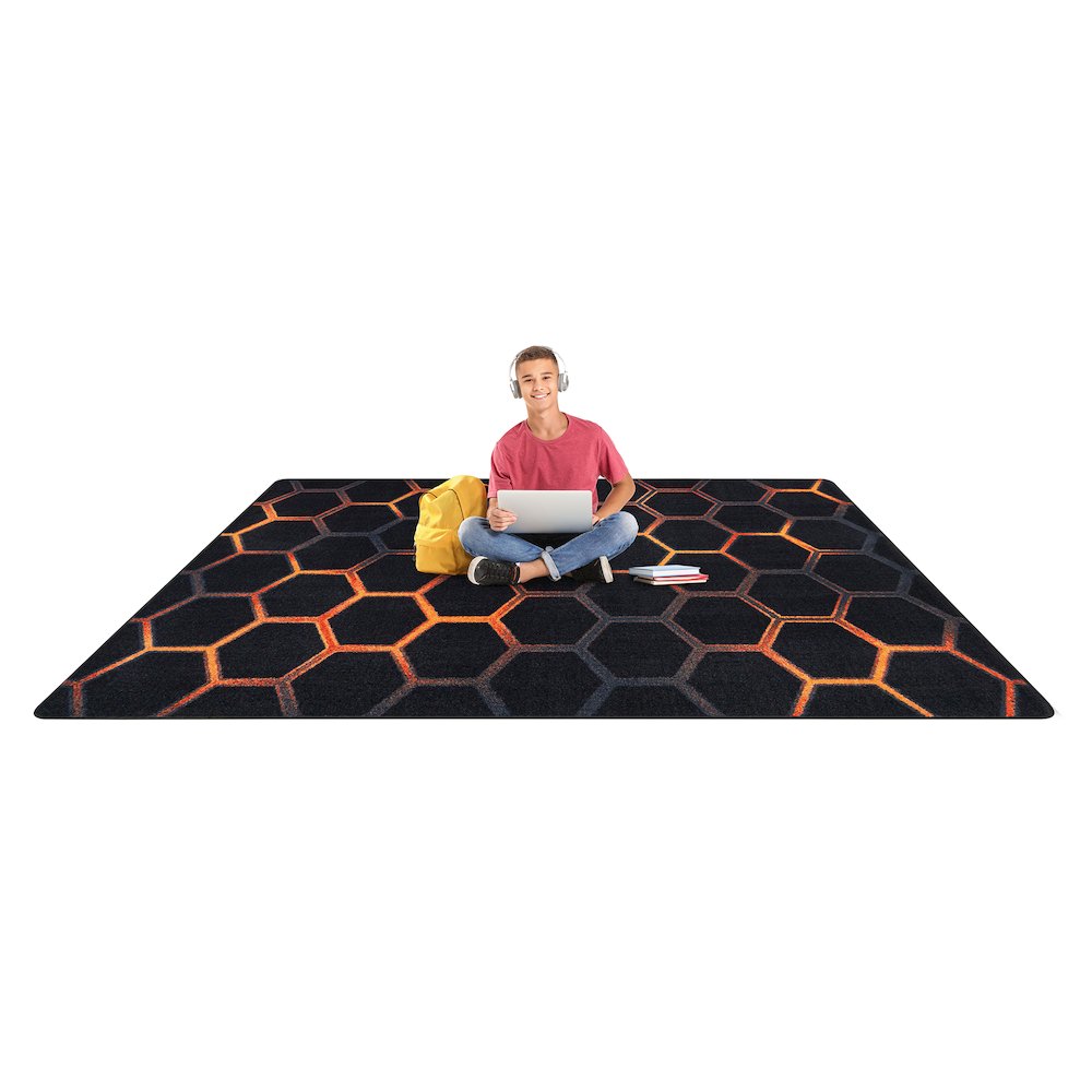 Kid Essentials Breakout 7'8" x 10'9" Area Rug in Color Tangerine. Picture 4