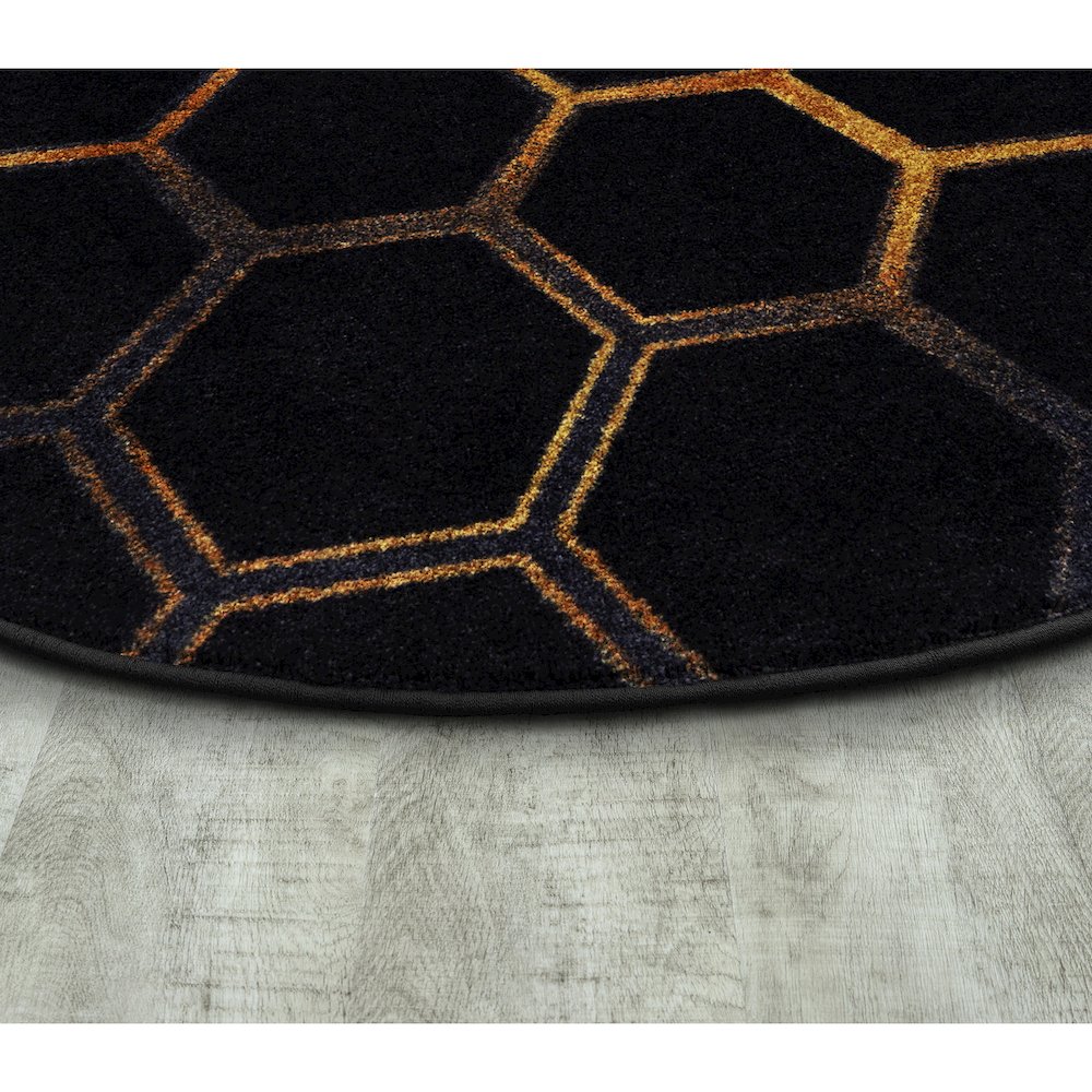 Kid Essentials Breakout 13'2" Round Area Rug in Color Tangerine. Picture 2