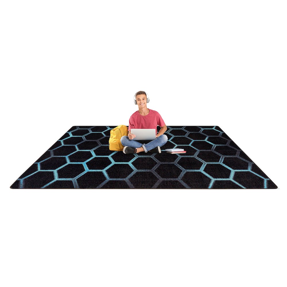 Kid Essentials Breakout 7'8" x 10'9" Area Rug in Color Teal. Picture 4