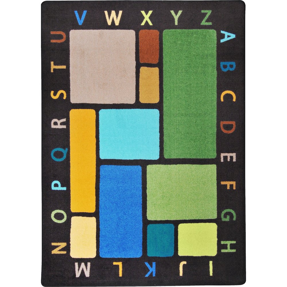 Kid Essentials Building Blocks 7'8" x 10'9" Area Rug in Color Earthtone. Picture 1
