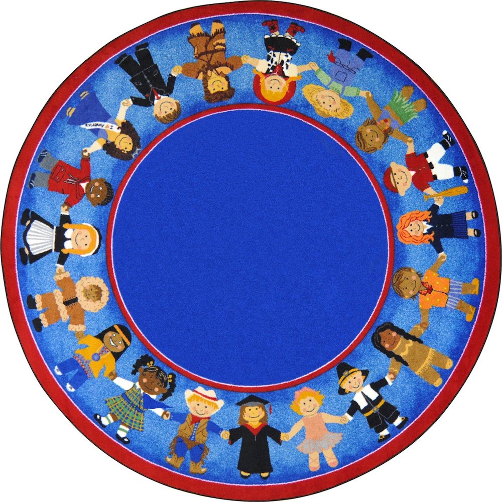 Kid Essentials Children of Many Cultures 13'2" Round Area Rug in Color Multi. Picture 1