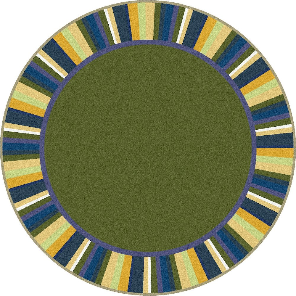 Kid Essentials Clean Green 13'2" Round Area Rug in Color Bold. Picture 1