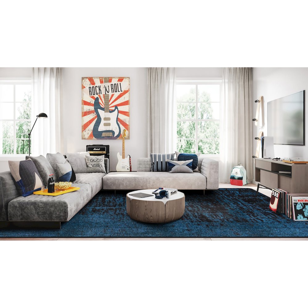 Kid Essentials Coastal Canvas 7'8" x 10'9" Area Rug in Color Deep Water. Picture 3
