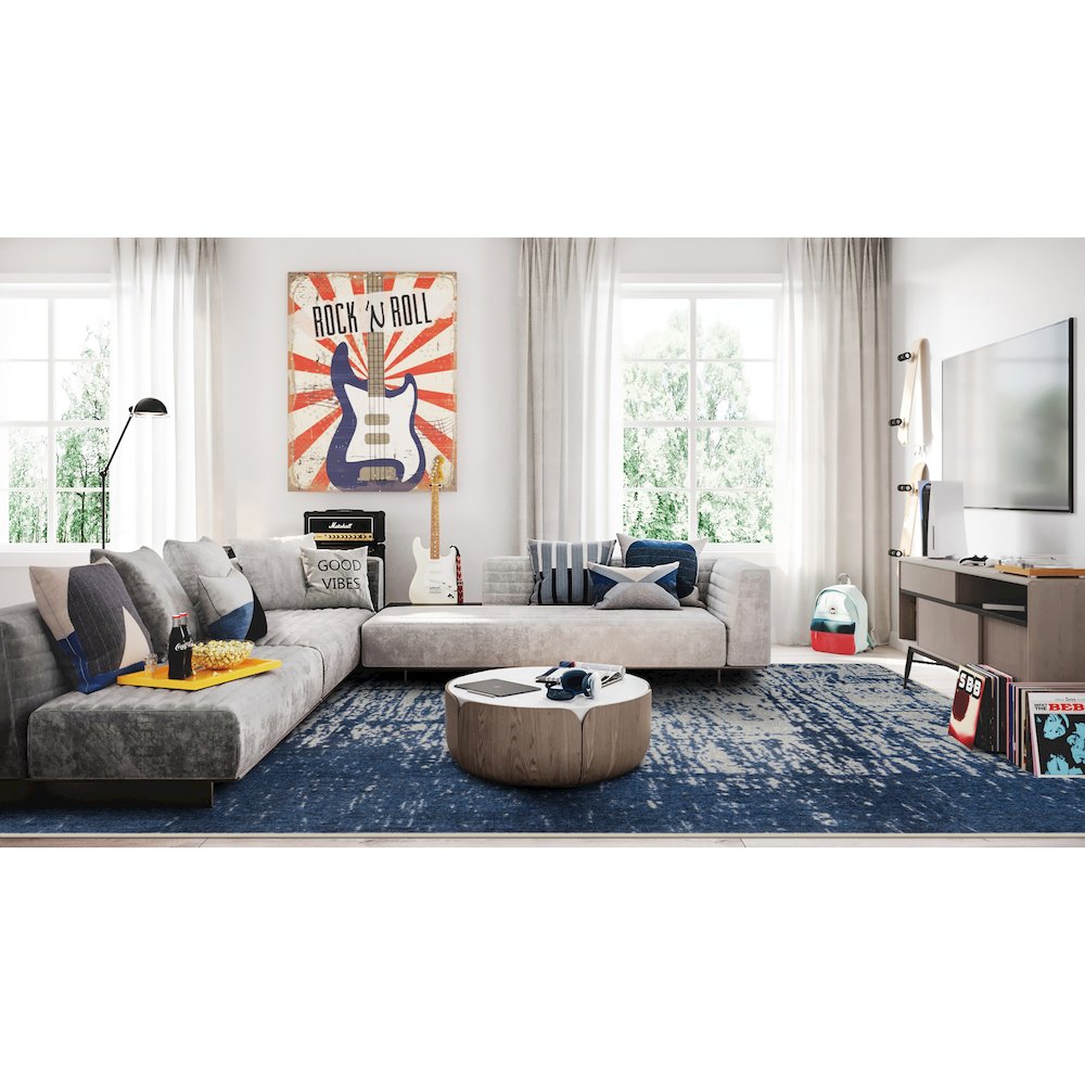 Kid Essentials Coastal Canvas 7'8" x 10'9" Area Rug in Color High Tide. Picture 3