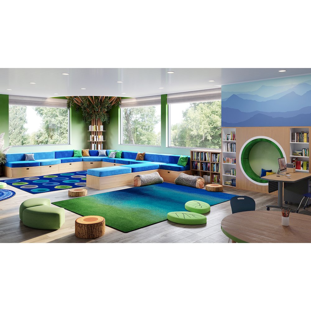 Kid Essentials Colorwash 10'9" x 13'2" Area Rug in Color Marine. Picture 3