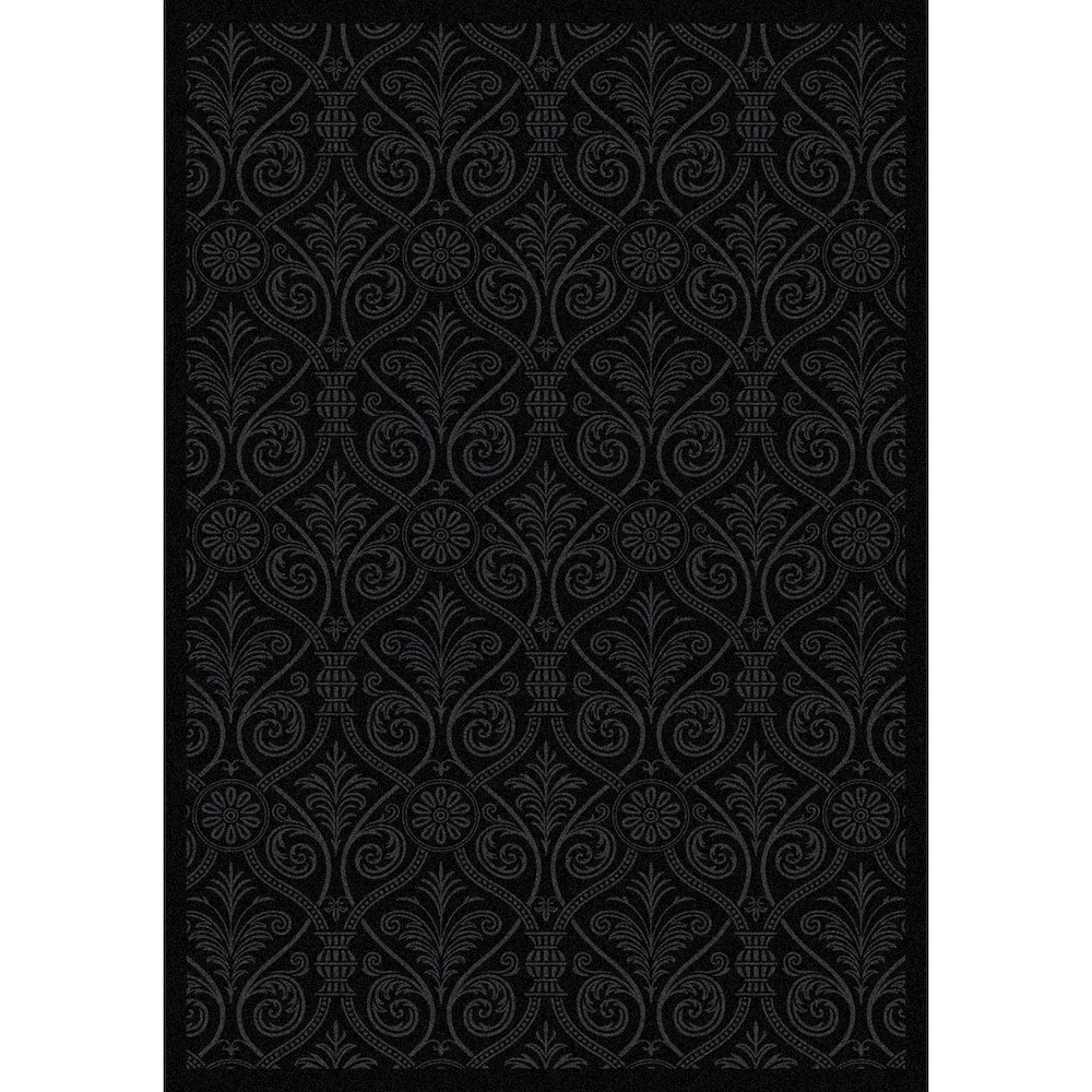Any Day Matinee Damascus 7'8" x 10'9" Area Rug in Color Black. Picture 1
