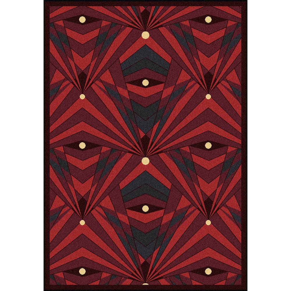 Any Day Matinee Deco Strobe 7'8" x 10'9" Area Rug in Color Burgundy. Picture 1