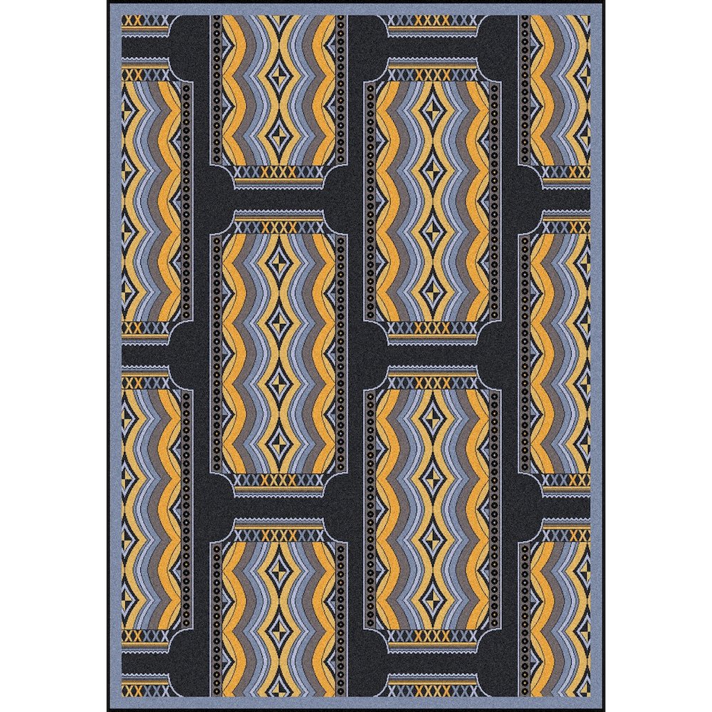 Any Day Matinee Deco Ticket 7'8" x 10'9" Area Rug in Color Charcoal. Picture 1