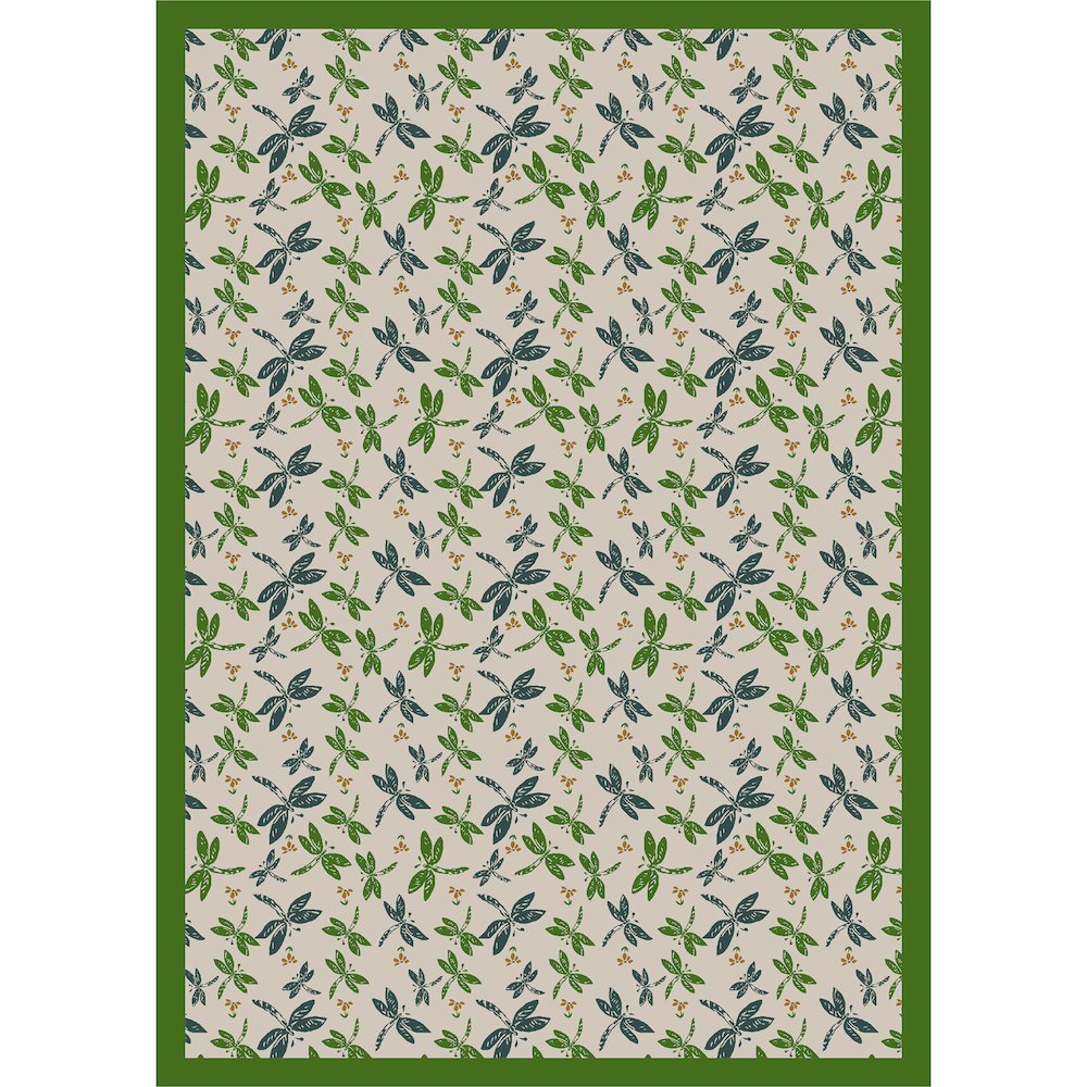 Kaleidoscope Dragonflies 7'8" x 10'9" Area Rug in Color Beige. Picture 1