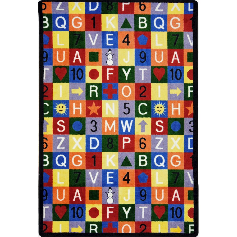 Playful Patterns Edu-Squares 7'8" x 10'9" Area Rug in Color Multi. Picture 1