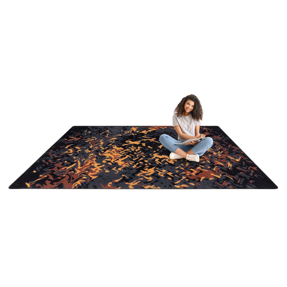 Kid Essentials Eruption 7'8" x 10'9" Area Rug in Color Tangerine. Picture 5