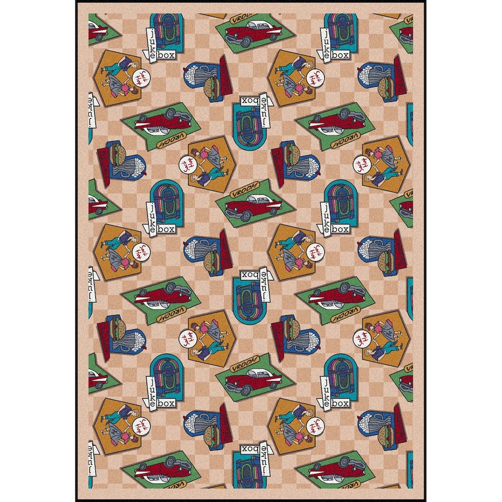 Kaleidoscope Fabulous Fifties 7'8" x 10'9" Area Rug in Color Beige. Picture 1