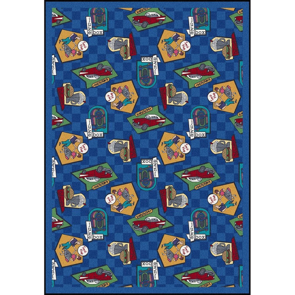 Kaleidoscope Fabulous Fifties 7'8" x 10'9" Area Rug in Color Blue. Picture 1