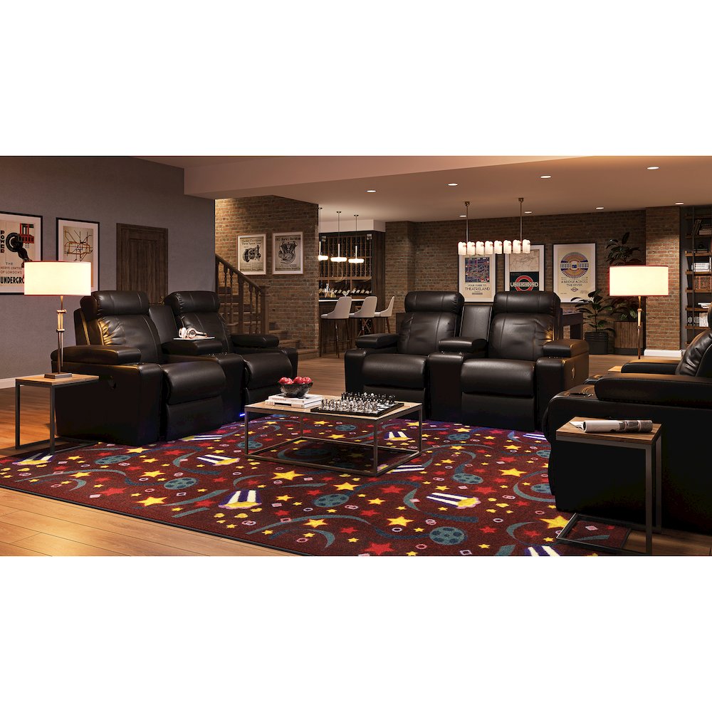 Any Day Matinee Feature Film 7'8" x 10'9" Area Rug in Color Burgundy. Picture 3