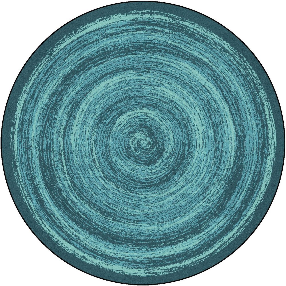 Kid Essentials Feeling Fun 13'2" Round Area Rug in Color Teal. Picture 1