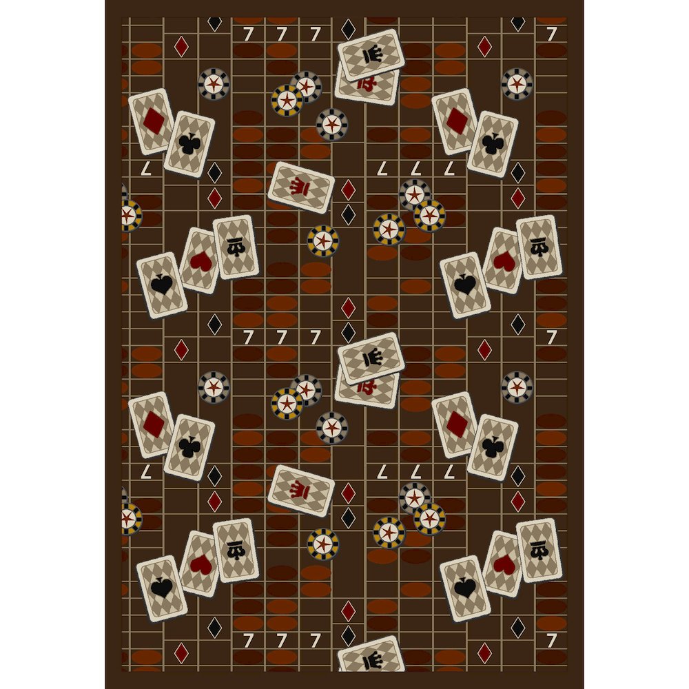 Games People Play Feeling Lucky 7'8" x 10'9" Area Rug in Color Chocolate. Picture 1