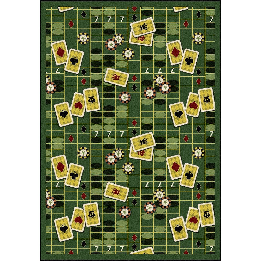 Games People Play Feeling Lucky 7'8" x 10'9" Area Rug in Color Emerald. Picture 1