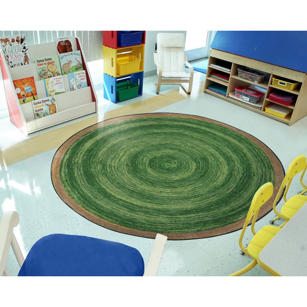 Kid Essentials Feeling Natural 13'2" Round Area Rug in Color Pine. Picture 3