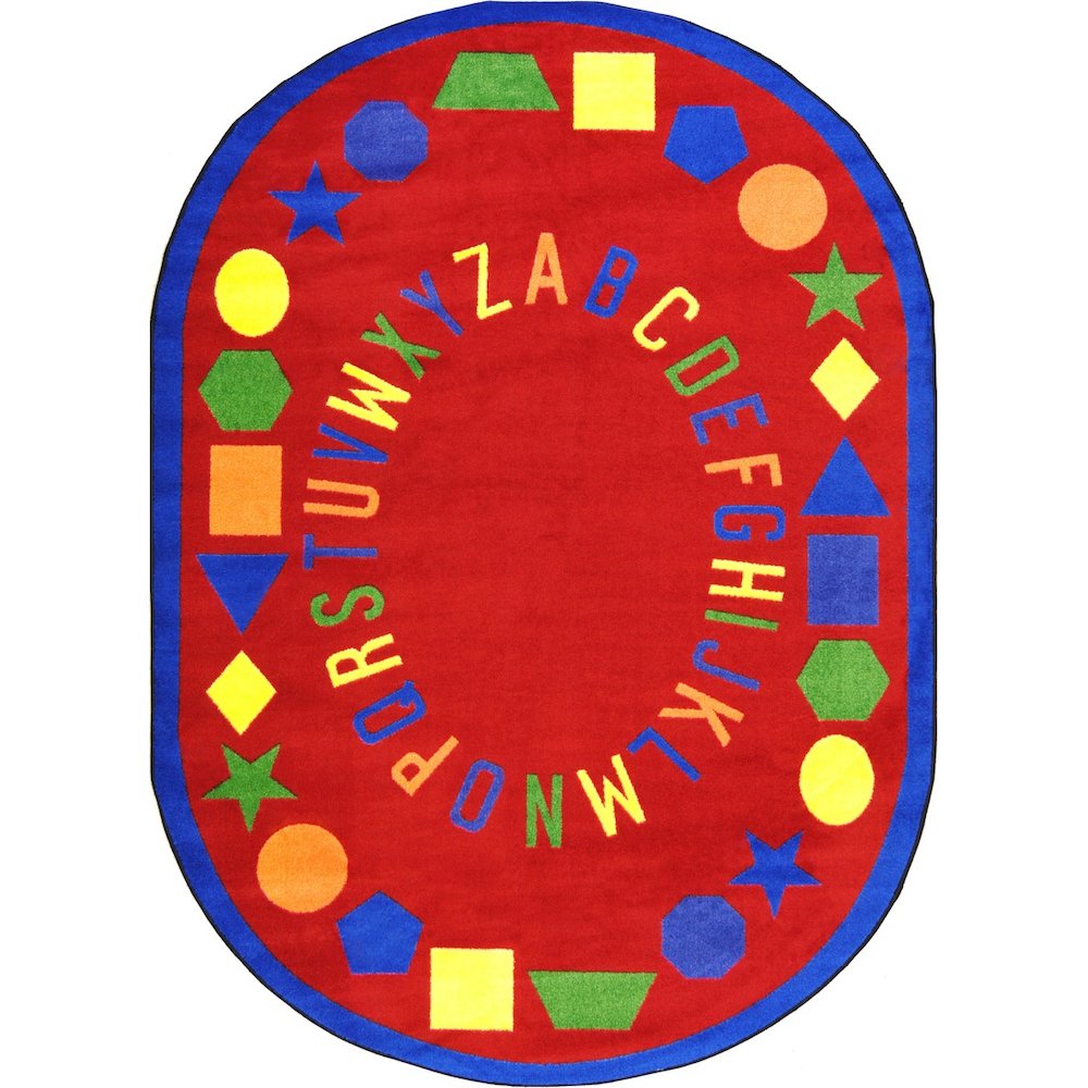 Kid Essentials First Lessons 10'9" x 13'2" Oval Area Rug in Color Red. Picture 1
